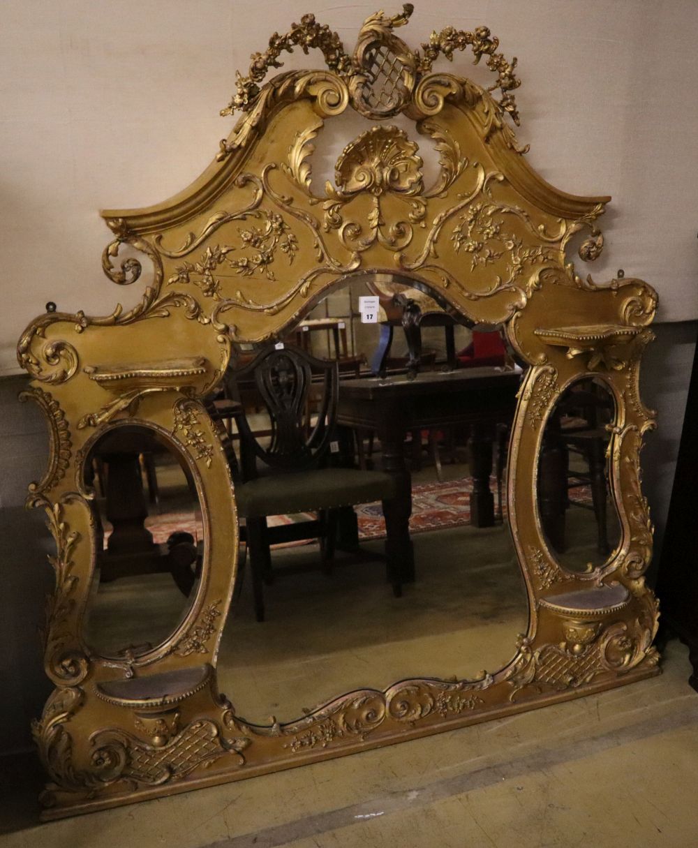 A Victorian giltwood and gesso overmantel, width 158cm height 158cm